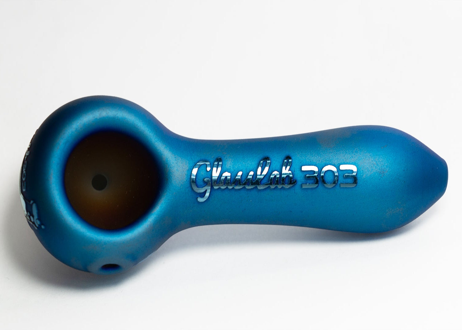 Electroplated Sandblasted 5" GlassLab303  – Durable Glass Spoon,3 Color Options - Blue