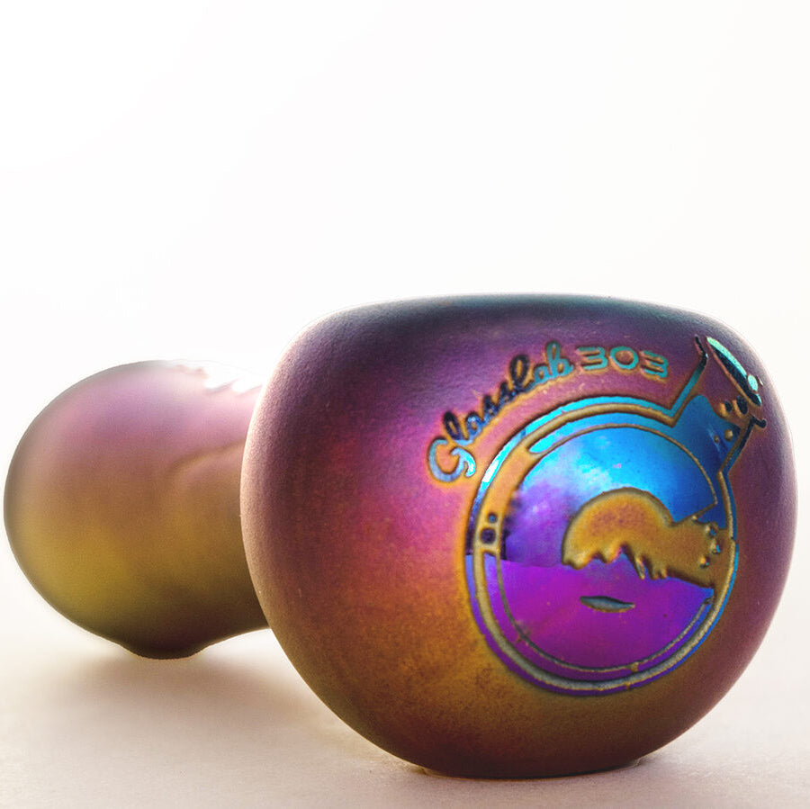 Electroplated Sandblasted 5" GlassLab303  – Durable Glass Spoon,3 Color Options - Purple X Yellow