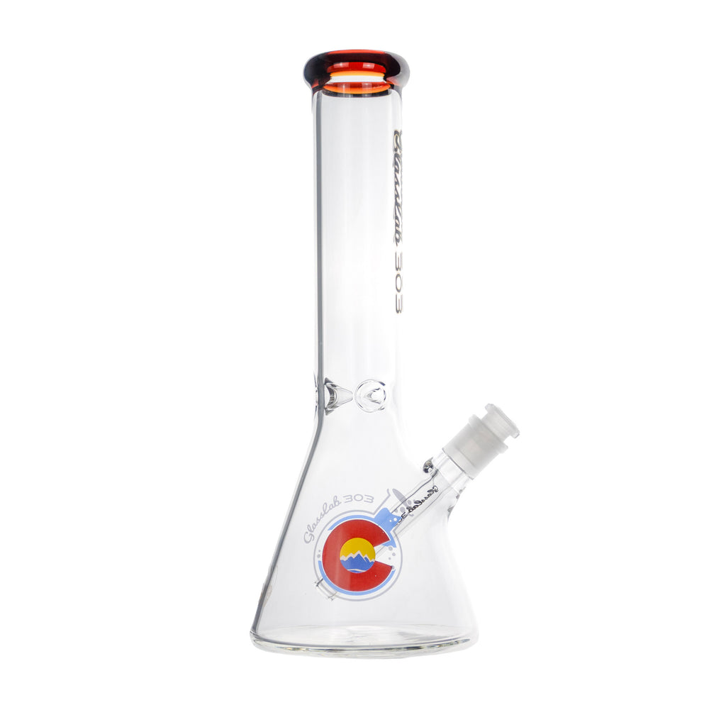 Clear glasslab303 simple 5mm with a colorful logo on a white background